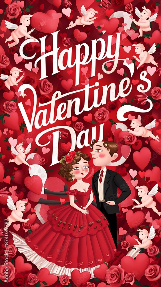 Fototapeta premium Happy Valentine's Day(Days- Illustration-typography)