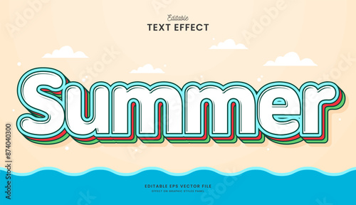 decorative soft summer color editable text effect vector design