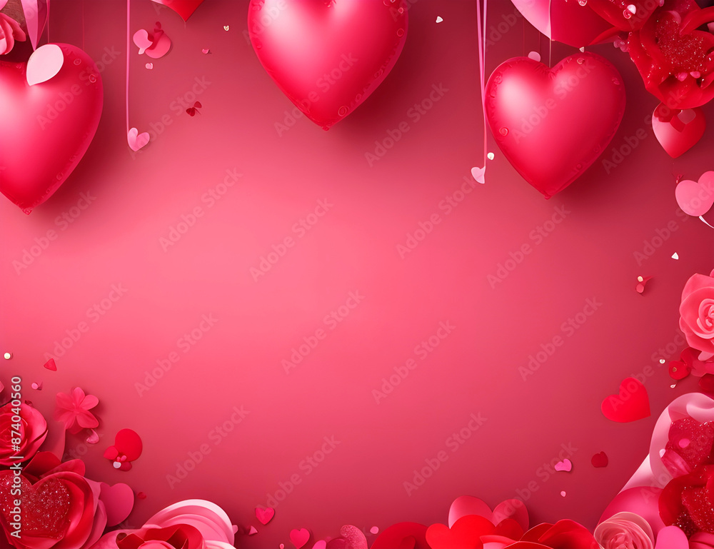 Happy Valentine's Day Greetings Background with Heart Decorations and Romantic Theme Happy Valentine's Day Greetings Background with Heart Decorations and Romantic Theme