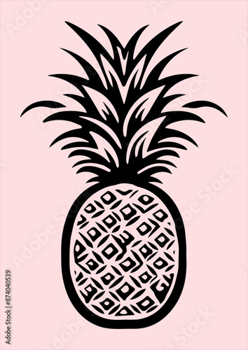 Pineapple fruit black and white logo generated AI