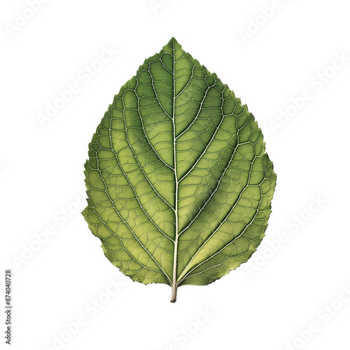 Detailed Close-Up of a Green Leaf, isolated on transparent background.