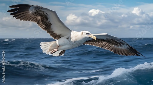 Northern Royal Albatross in Flight Over the Ocean