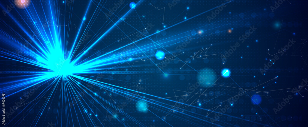 Fototapeta premium Neural network concept. Connected cells with links. High technology process. Abstract futuristic background. Vector art.