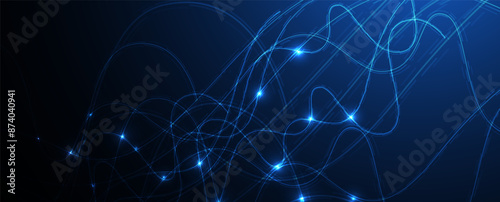 Neural network concept. Connected cells with links. High technology process. Abstract futuristic background. Vector art.