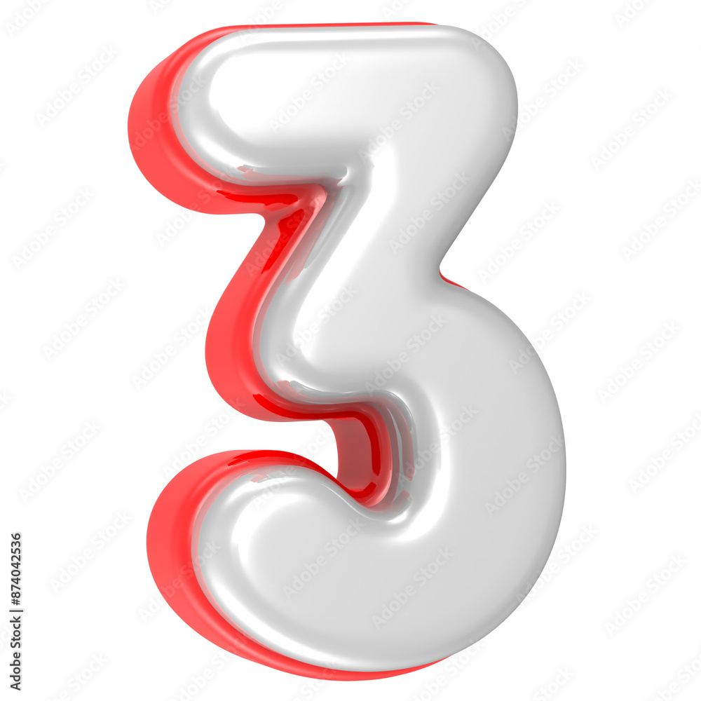3d rendering Number 3 isolated 3d rendering Number 3 isolated