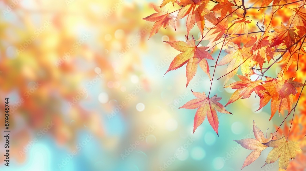 Vibrant autumn maple leaves in Kyushu Japan with empty space and macro focus Vibrant autumn maple leaves in Kyushu Japan with empty space and macro focus