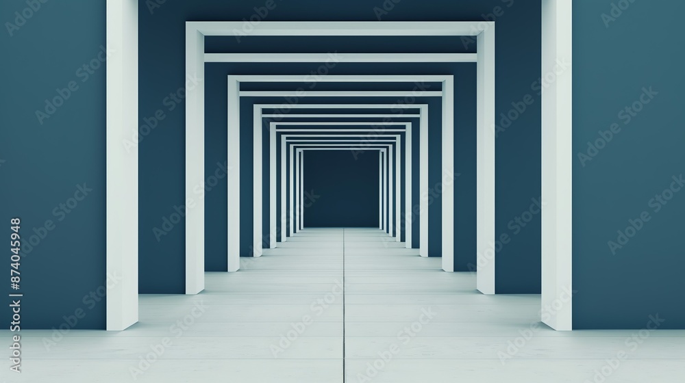 Fototapeta premium Design a futuristic grid system with geometric shapes and precise alignments, symbolizing the structured organization of advanced urban planning and infrastructure. Illustration, Image, , Minimalism,