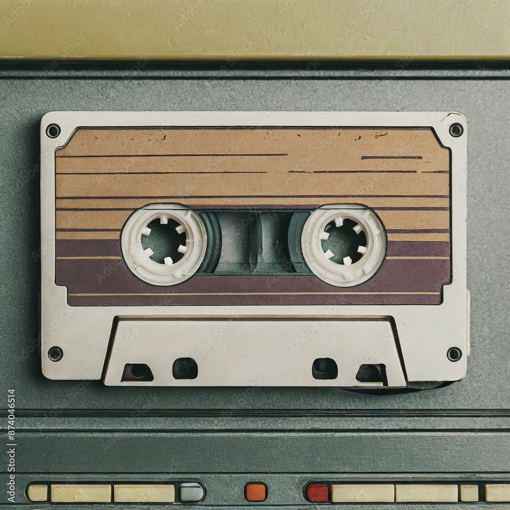 Obraz premium Vintage 1980s close up of cassette tape 