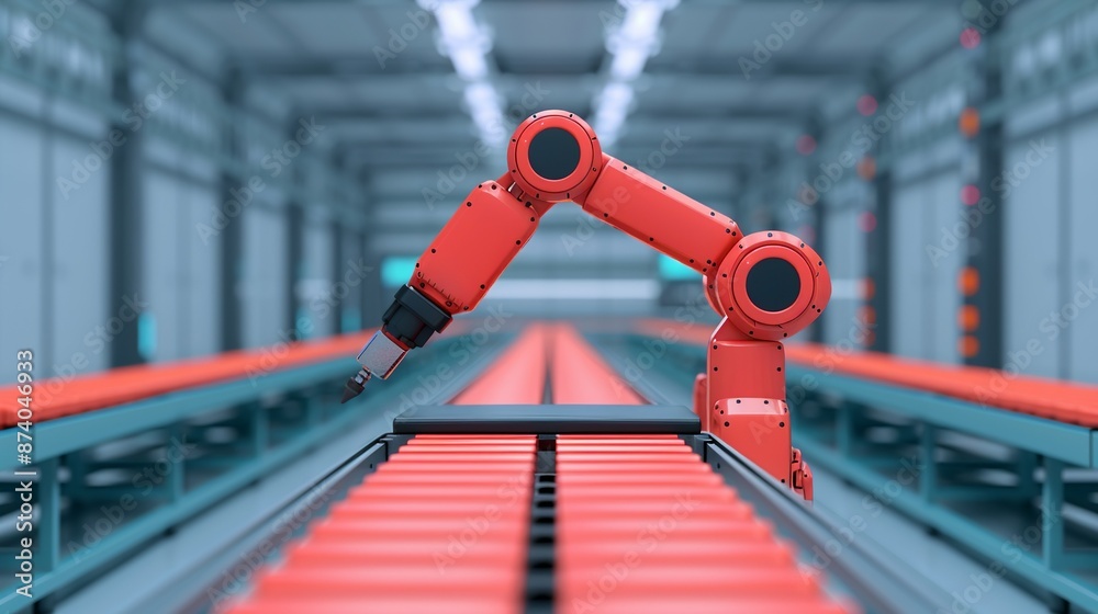 Design a robotic assembly line in an industrial setting, showcasing mechanical precision and futuristic automation technologies in a structured composition. Illustration, Image, , Minimalism, Design a robotic assembly line in an industrial setting, showcasing mechanical precision and futuristic automation technologies in a structured composition. Illustration, Image, , Minimalism,