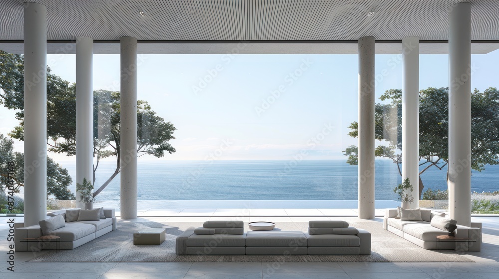 Fototapeta premium Modern Villa with Ocean View