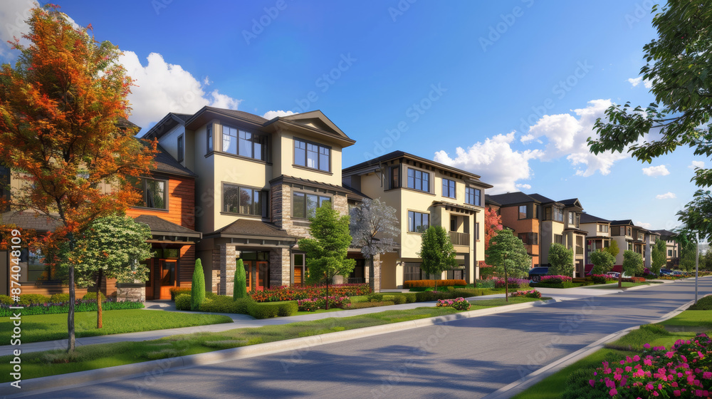 Townhouses and home design in a quaint little town Townhouses and home design in a quaint little town