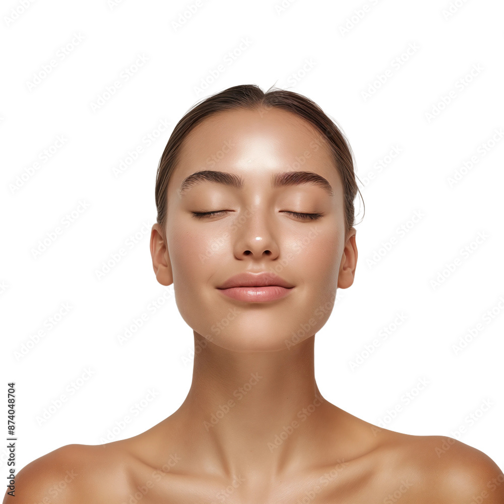 Serene Woman with Closed Eyes, isolated on transparent background. Serene Woman with Closed Eyes, isolated on transparent background.