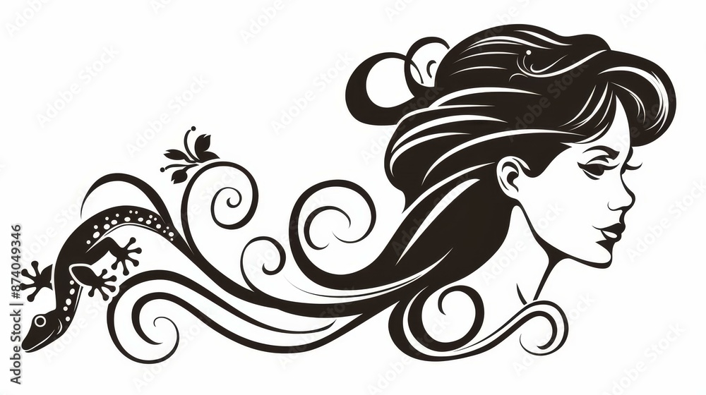 Stylish woman with a gecko as a fashion accessory, showcasing edgy and trendy looks with highquality artwork. Stylish woman with a gecko as a fashion accessory, showcasing edgy and trendy looks with highquality artwork.