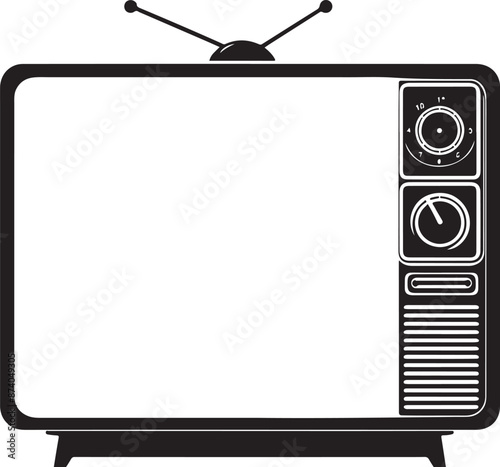 Television ,Silhouette Furniture Black Stock Vector, vector black color silhouette