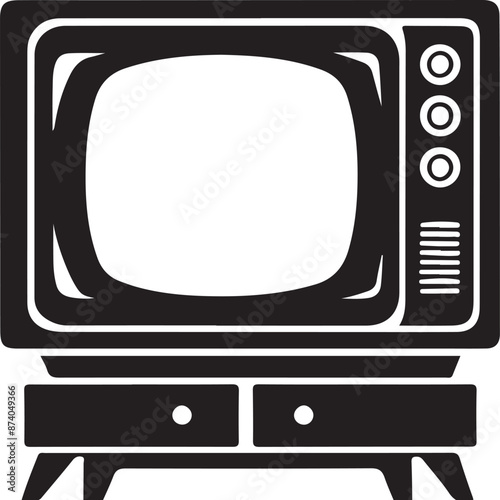 Television ,Silhouette Furniture Black Stock Vector, vector black color silhouette