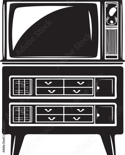 Television ,Silhouette Furniture Black Stock Vector, vector black color silhouette