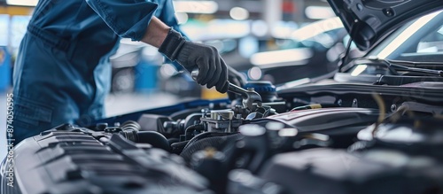 Mechanic Working on Car Engine © Bolustck