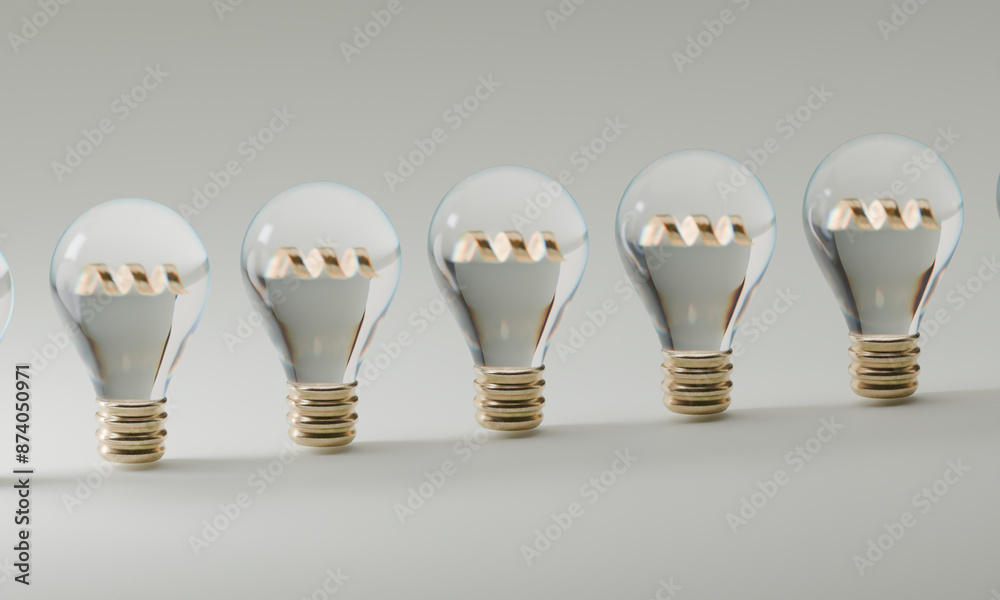 set of light bulbs with gold details isolated on white background set of light bulbs with gold details isolated on white background