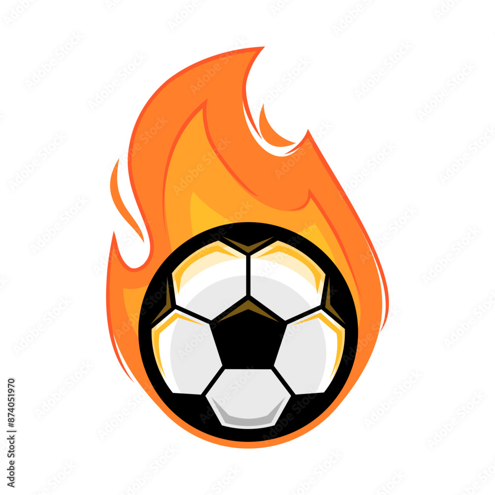Fototapeta premium fire soccer ball illustration. football sport logo template.
