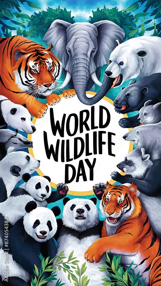 Fototapeta premium World Wildlife Day (Days- Illustration-typography)