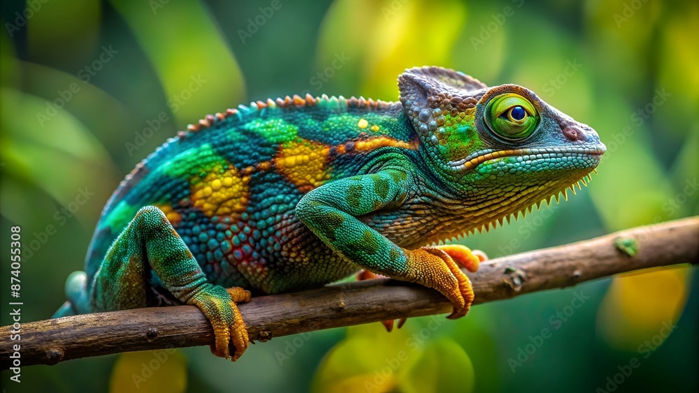 Chameleon on the branch in 4k slow motion 60fps Chameleon on the branch in 4k slow motion 60fps