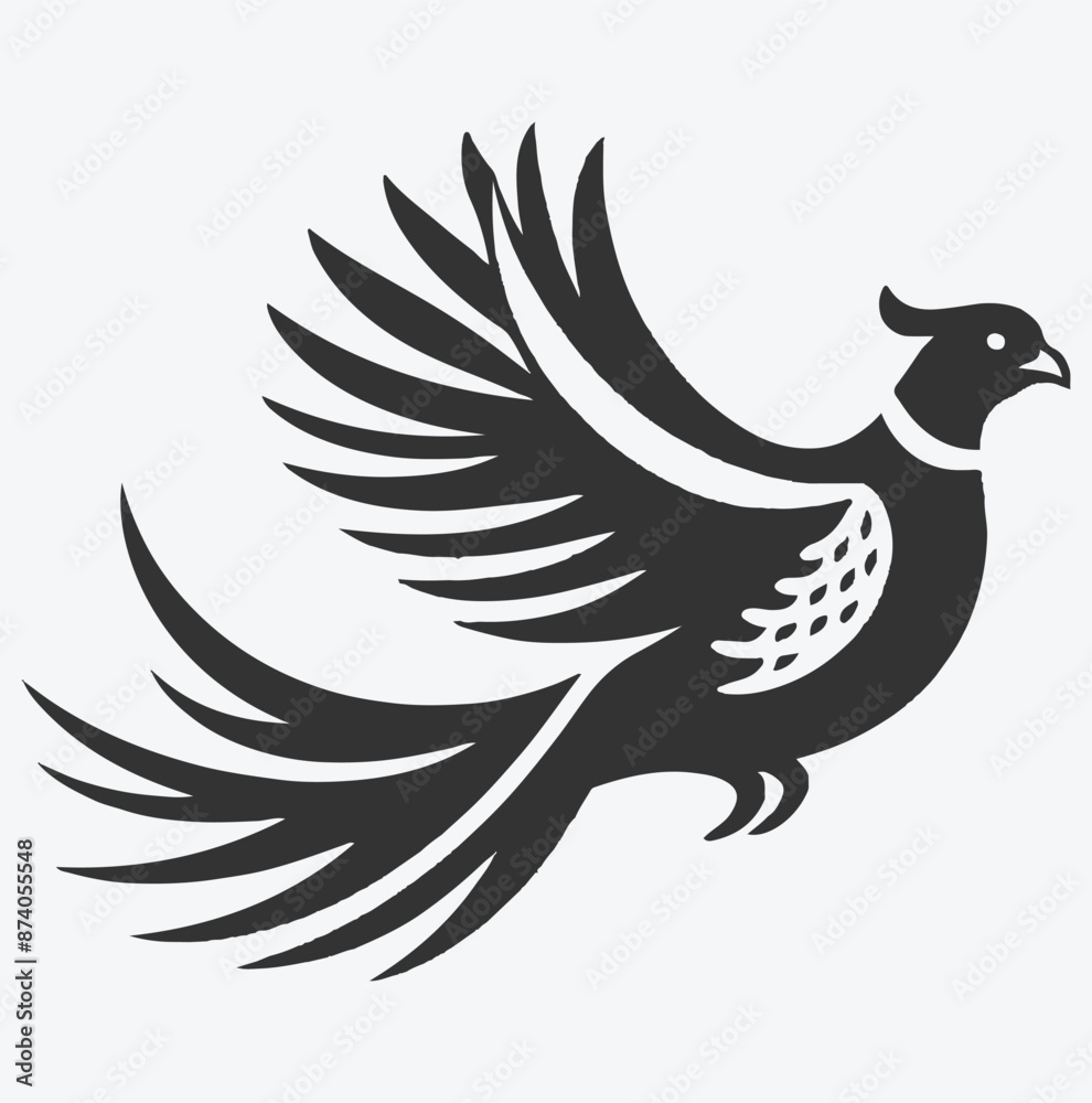 Obraz premium Majestic Pheasant Silhouette, Captivating Avian Art for Nature Lovers