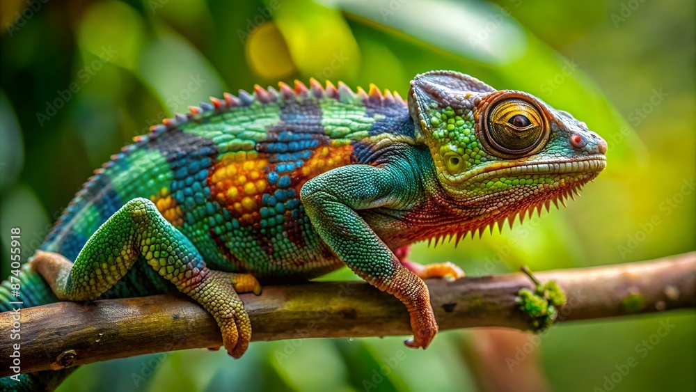 Chameleon on the branch in 4k slow motion 60fps Chameleon on the branch in 4k slow motion 60fps