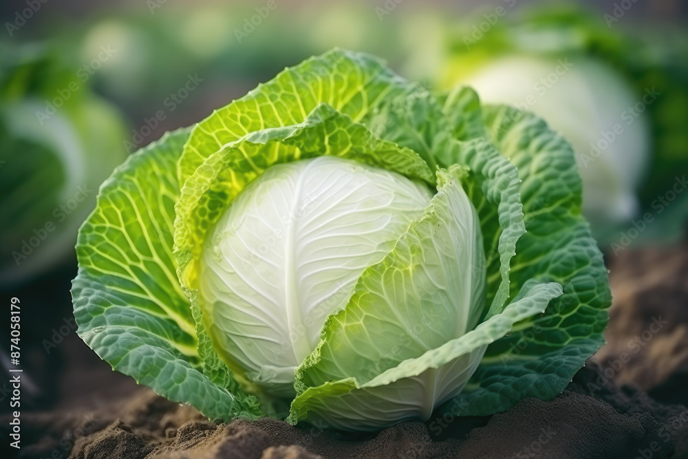 Fresh cabbage growing in a garden. Fresh cabbage growing in a garden.