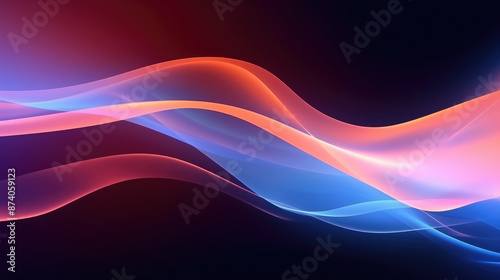 Abstract light art background with dynamic particles. Futuristic wave. illustration., generative ai