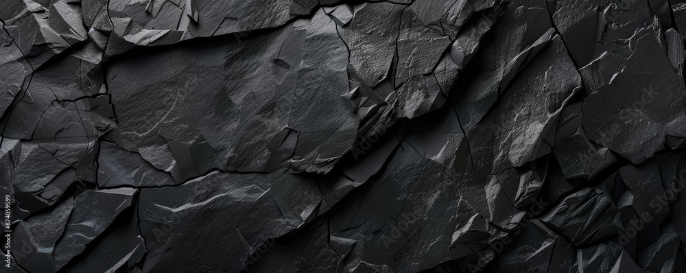 Close-up of dark, jagged rock formations creating a textured surface. Close-up of dark, jagged rock formations creating a textured surface.