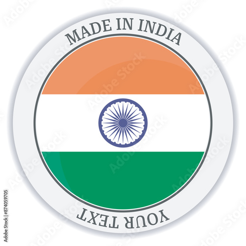 Made in India stamp. Vector logo with Indian flag. Made in India icon. Web icon for Indian products