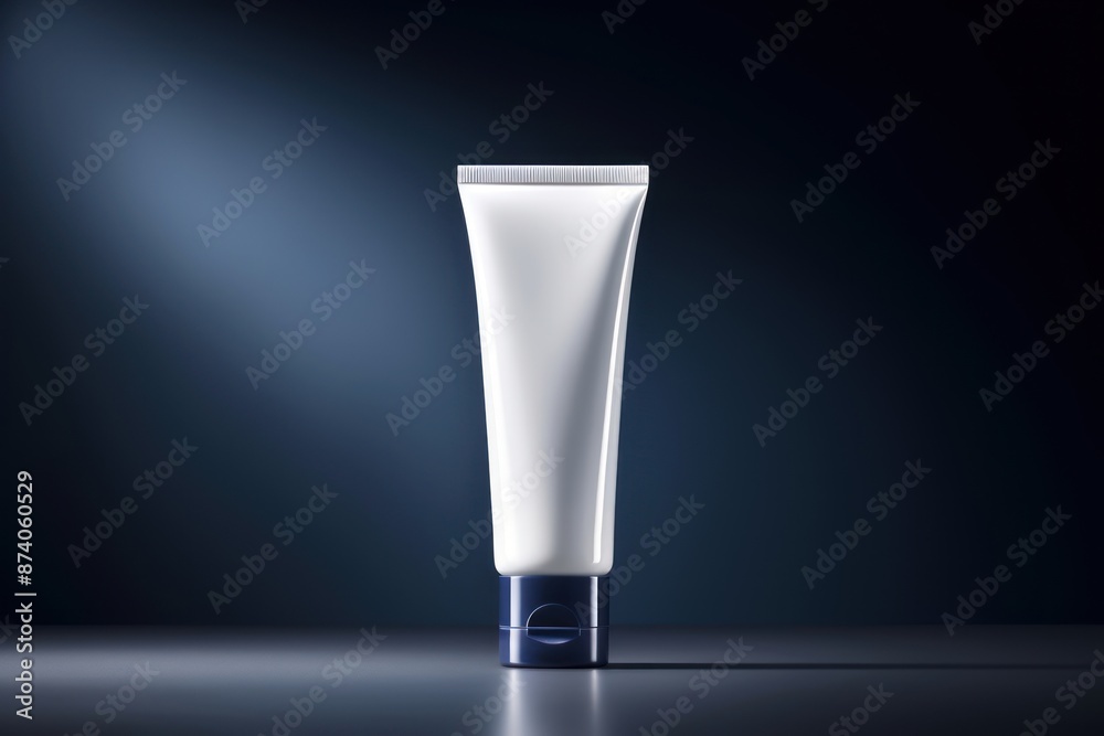 Blank cosmetic tube mockup cosmetics aftershave bottle.