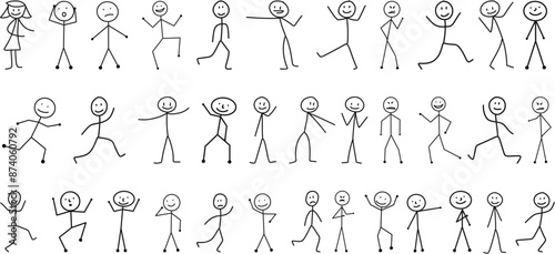 Collection of Stick Figure - Expressive Stick Figure Drawings