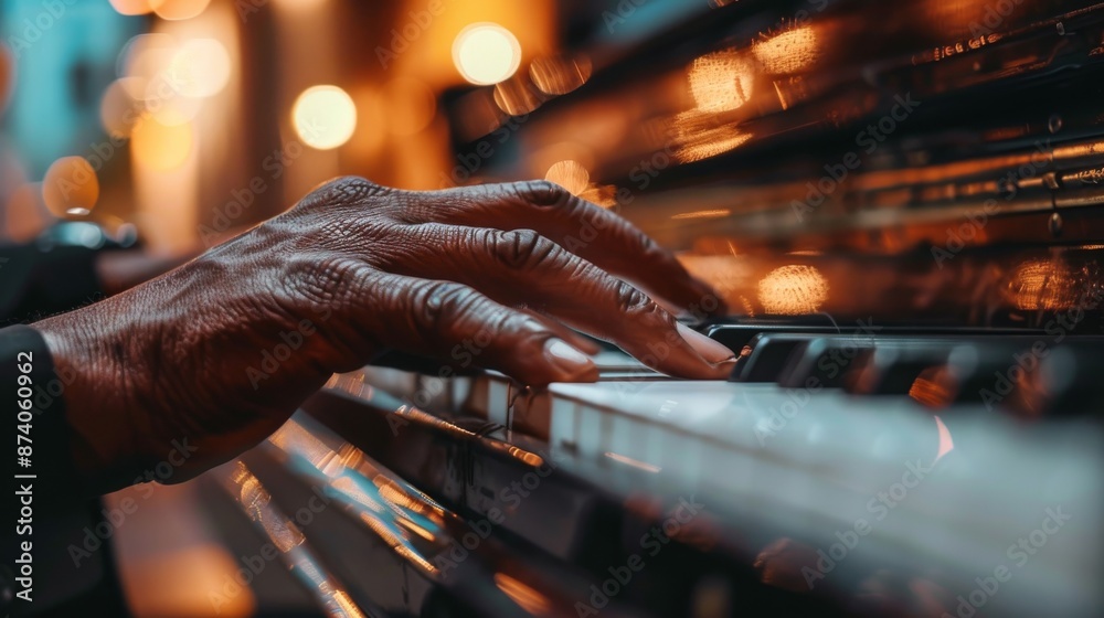 A musician's fingers play the piano with passion. Fingers gracefully move across the keys, expressing the emotion of the performance. The detailed view highlights the musician's skill and dedication. A musician's fingers play the piano with passion. Fingers gracefully move across the keys, expressing the emotion of the performance. The detailed view highlights the musician's skill and dedication.