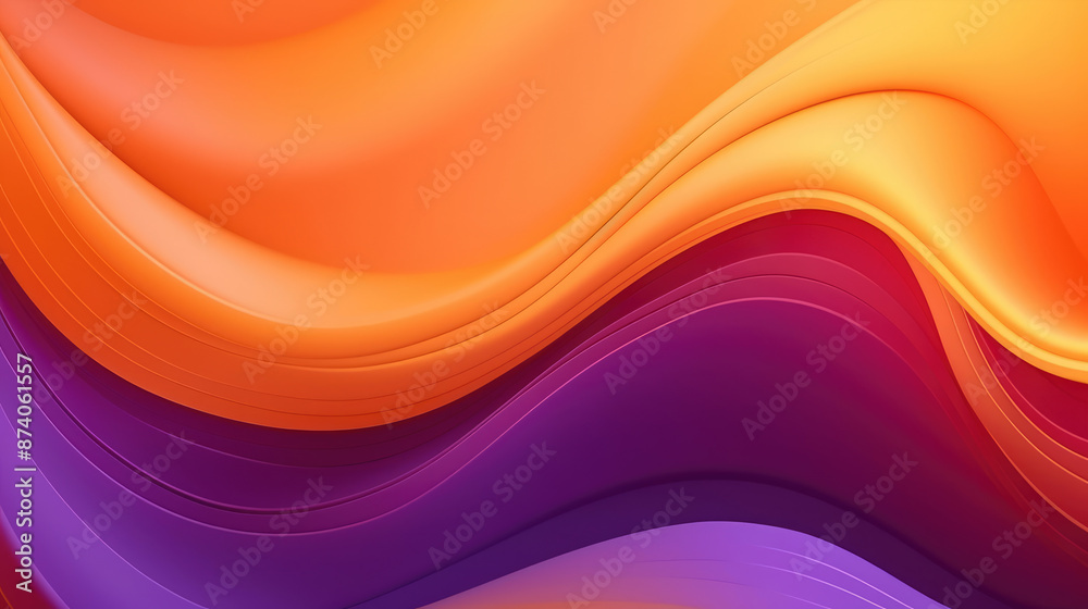abstract background with smooth wavy lines in orange and purple colors ., generative ai abstract background with smooth wavy lines in orange and purple colors ., generative ai
