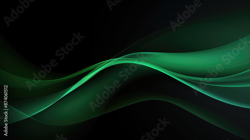 Abstract green wave. dark background. Futuristic technology style. Elegant background for business tech presentations., generative ai