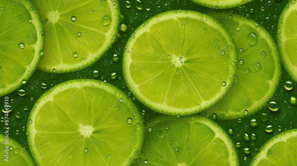 Seamless pattern of limes with water drops, Squeeze the screen, close-up. Background. , generative ai Seamless pattern of limes with water drops, Squeeze the screen, close-up. Background. , generative ai