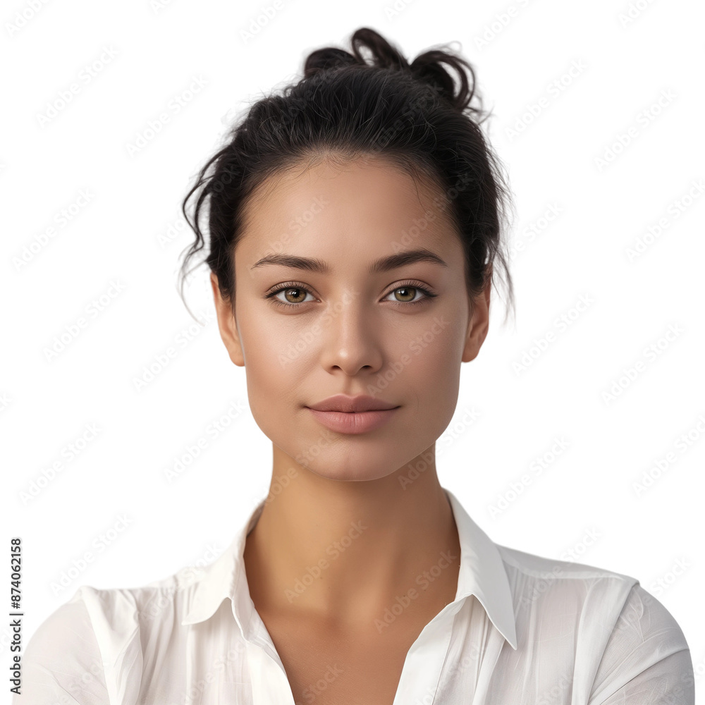 Portrait of Woman in White Shirt, isolated on transparent background. Portrait of Woman in White Shirt, isolated on transparent background.