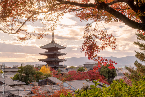 The Yasaka Pagoda(Hokanji), is a popular tourist attraction, the Yasaka Pagoda, also known as Tower of Yasaka and Yasaka-no-to, is a Buddhist pagoda located in Kyoto, Japan. photo