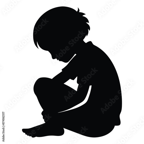 a child crying while sitting on the ground. isolated on a white background