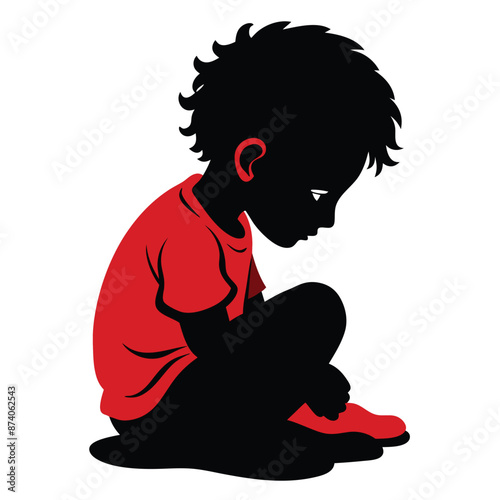 a child crying while sitting on the ground. isolated on a white background