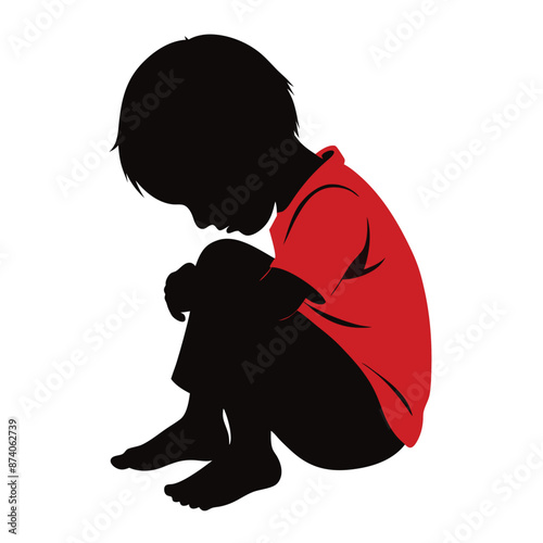 a child crying while sitting on the ground. isolated on a white background