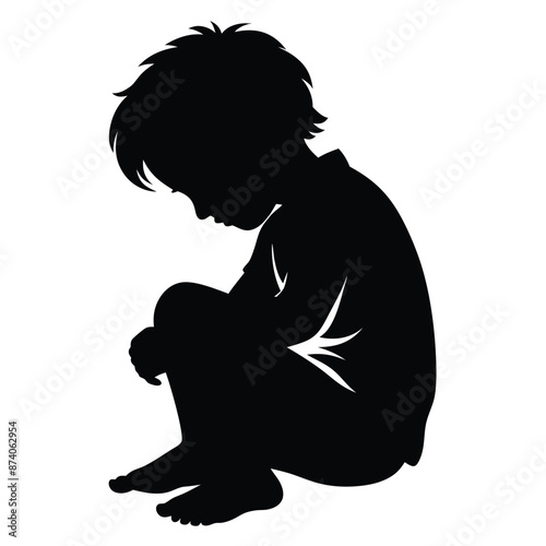 a child crying while sitting on the ground. isolated on a white background