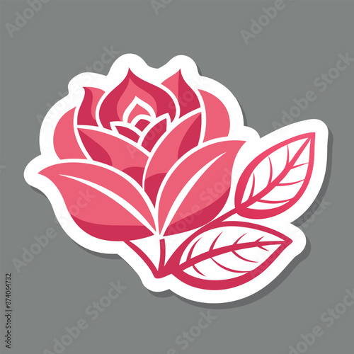 isolated on light gray, a floral sticker with a white outline 