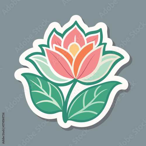 isolated on light gray, a floral sticker with a white outline 