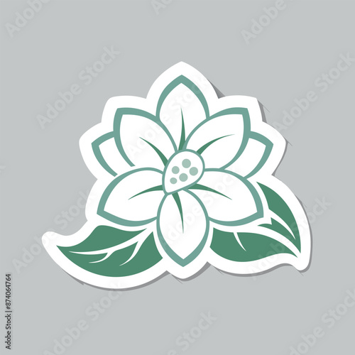 isolated on light gray, a floral sticker with a white outline 