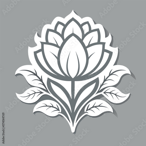 isolated on light gray, a floral sticker with a white outline 