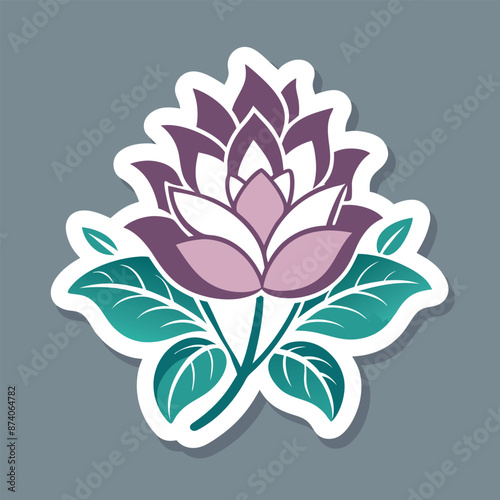 isolated on light gray, a floral sticker with a white outline 
