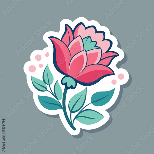 isolated on light gray, a floral sticker with a white outline 