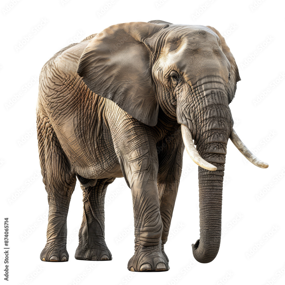 Fototapeta premium Majestic African Elephant on White Background